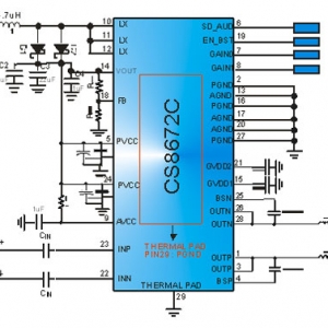 CS8672内置升压32W单声道D类单芯片广场舞拉杆音箱音频放大办理方案 ...