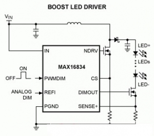 利用MAX16834 HB LED驱动器从低压电源产生HB LED驱动的实用解决方案 ...